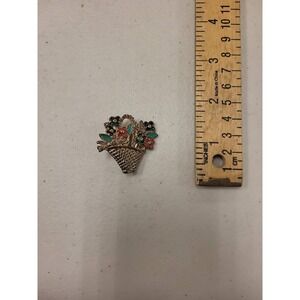 Flower Basket Brooch Vintage Floral Bouquet Pin Costume Jewelry Accessory Gift